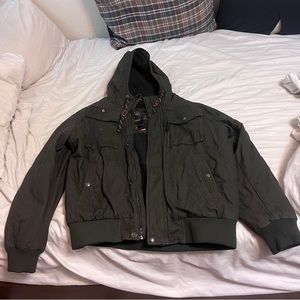 Gray cargo fleece lined men’s coat